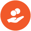 A hand juggling coins icon